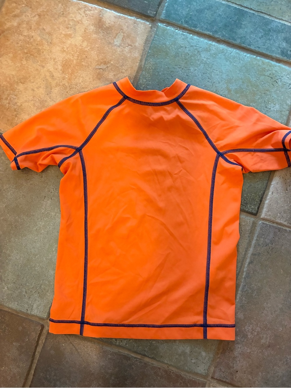 Orange Kids Short-Sleeve Rash Guard Swim Shirt